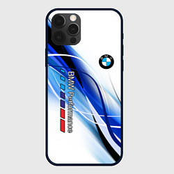 Чехол iPhone 12 Pro BMW волны - blue-white