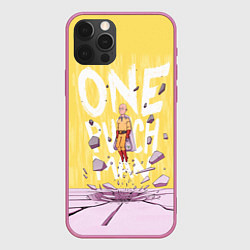 Чехол для iPhone 12 Pro One Punch Man, цвет: 3D-малиновый