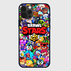Чехол для iPhone 12 Pro BRAWL STARS ВСЕ ПЕРСОНАЖИ, цвет: 3D-черный