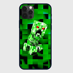 Чехол для iPhone 12 Pro Minecraft creeper, цвет: 3D-черный