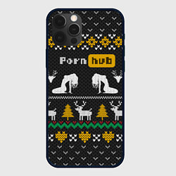 Чехол для iPhone 12 Pro Pornhub свитер с оленями, цвет: 3D-черный