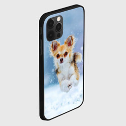 Чехол для iPhone 12 Pro Чихуахуа в снегу, цвет: 3D-черный — фото 2