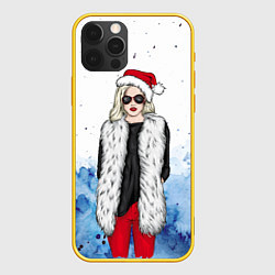 Чехол для iPhone 12 Pro Леди Зима, цвет: 3D-желтый