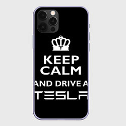 Чехол для iPhone 12 Pro Drive a Tesla!, цвет: 3D-светло-сиреневый