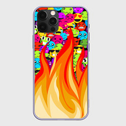Чехол для iPhone 12 Pro SLAVA MARLOW - Смайлики, цвет: 3D-светло-сиреневый