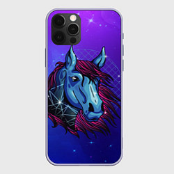 Чехол для iPhone 12 Pro Retrowave Neon Horse, цвет: 3D-светло-сиреневый