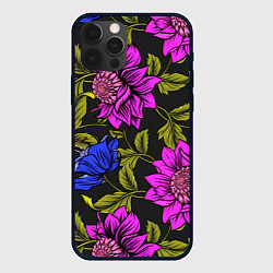 Чехол для iPhone 12 Pro Цветочный Паттерн, цвет: 3D-черный