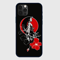 Чехол для iPhone 12 Pro Девушка-кошка-самурай, цвет: 3D-черный