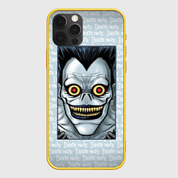 Чехол для iPhone 12 Pro Death Note надписи Рюк, цвет: 3D-желтый