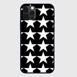 Чехол для iPhone 12 Pro Белые звёзды на чёрном фоне, цвет: 3D-черный