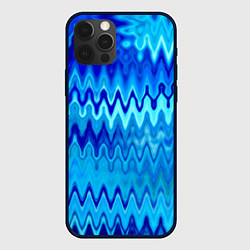Чехол для iPhone 12 Pro Синий-голубой абстрактный узор, цвет: 3D-черный