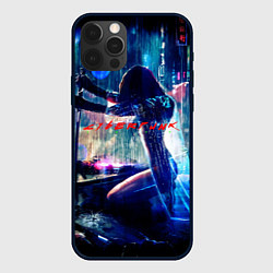 Чехол для iPhone 12 Pro Cyberpunk девушка с катаной, цвет: 3D-черный