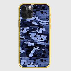 Чехол iPhone 12 Pro Синий камуфляж в клетку
