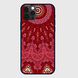 Чехол для iPhone 12 Pro Красно-розовый калейдоскоп, цвет: 3D-черный