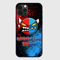 Чехол для iPhone 12 Pro Geometry Dash Red Blue, цвет: 3D-черный