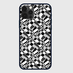 Чехол для iPhone 12 Pro Черно-белый абстрактный узор, цвет: 3D-черный