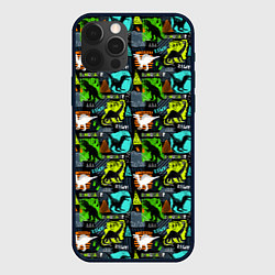 Чехол для iPhone 12 Pro Dinosaurs, цвет: 3D-черный