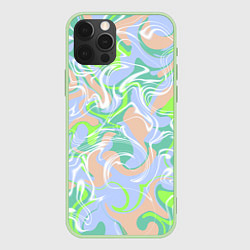 Чехол для iPhone 12 Pro Разноцветные разводы красок, цвет: 3D-салатовый