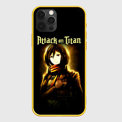 Чехол для iPhone 12 Pro Микаса Аккерман - Атака титанов, цвет: 3D-желтый