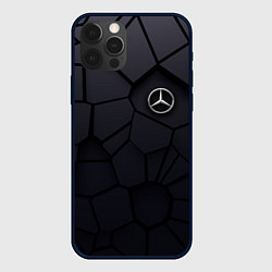 Чехол для iPhone 12 Pro Мерседес 3D плиты, цвет: 3D-черный