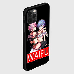 Чехол для iPhone 12 Pro Рем и рам вайфу Re zero ahegao, цвет: 3D-черный — фото 2