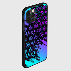 Чехол для iPhone 12 Pro GENSHIN NEON PATTERN SYMBOL НЕОН ЭМБЛЕМЫ, цвет: 3D-черный — фото 2