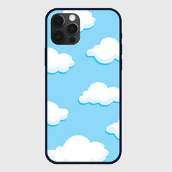Чехол для iPhone 12 Pro Белые облака, цвет: 3D-черный