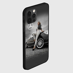 Чехол для iPhone 12 Pro Девушка за рулем Мерседеса, цвет: 3D-черный — фото 2