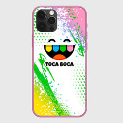 Чехол для iPhone 12 Pro Toca Boca: Улыбашка, цвет: 3D-малиновый