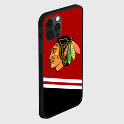 Чехол для iPhone 12 Pro Chicago Blackhawks, NHL, цвет: 3D-черный — фото 2