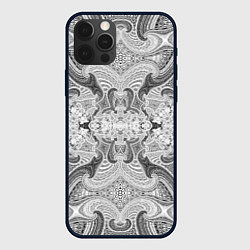Чехол для iPhone 12 Pro Черно-белый абстрактный узор, цвет: 3D-черный