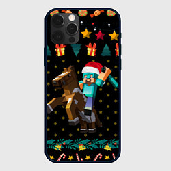 Чехол iPhone 12 Pro Новогодний Майнкрафт, Minecraft