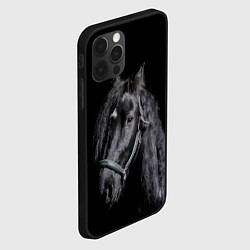 Чехол для iPhone 12 Pro Лошадь на черном фоне, цвет: 3D-черный — фото 2