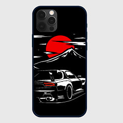Чехол для iPhone 12 Pro MAZDA RX 7 Мазда при свете красной луны, цвет: 3D-черный