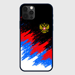 Чехол для iPhone 12 Pro РОССИЯ, БРЫЗГИ КРАСОК, ТРИКОЛОР, цвет: 3D-черный