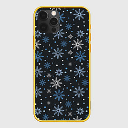 Чехол для iPhone 12 Pro Снежинки, цвет: 3D-желтый