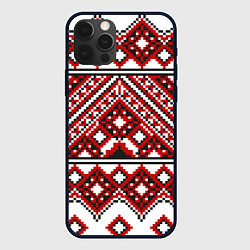 Чехол iPhone 12 Pro Русский узор, геометрическая вышивка