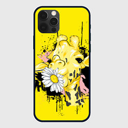 Чехол для iPhone 12 Pro Жирафа с герберой, цвет: 3D-черный