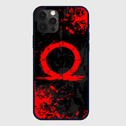 Чехол iPhone 12 Pro GOD OF WAR LOGO RED, БРЫЗГИ КРАСОК