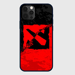 Чехол iPhone 12 Pro DOTA 2 RED BLACK LOGO, БРЫЗГИ КРАСОК