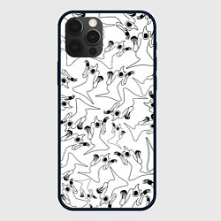 Чехол для iPhone 12 Pro KIZARU HAUNTED GHOST ПАТТЕРН ЧЁРНО БЕЛЫЙ, цвет: 3D-черный