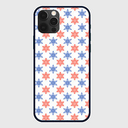 Чехол для iPhone 12 Pro Снежинки паттернsnowflakes pattern, цвет: 3D-черный