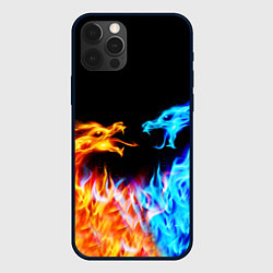 Чехол для iPhone 12 Pro FIRE DRAGONS ОГНЕННЫЕ ДРАКОНЫ, цвет: 3D-черный