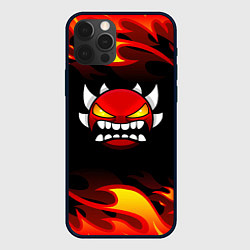 Чехол для iPhone 12 Pro Geometry Dash Fire, цвет: 3D-черный