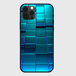 Чехол для iPhone 12 Pro 3D квадраты неоновые, цвет: 3D-черный