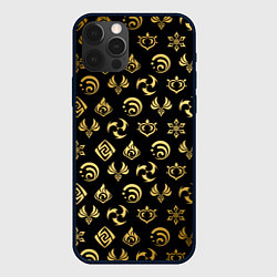 Чехол iPhone 12 Pro GOLDEN GENSHIN IMPACT PATTERN ЗОЛОТО ГЕНШИН ИМПАКТ