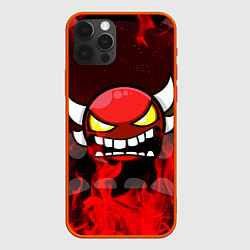 Чехол iPhone 12 Pro GEOMETRY DASH RAGE SMLIE LEVELS RED FIRE