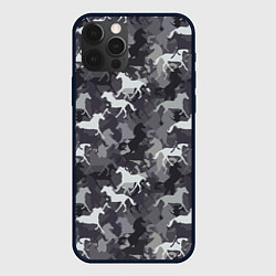 Чехол для iPhone 12 Pro Табун Лошадей, цвет: 3D-черный