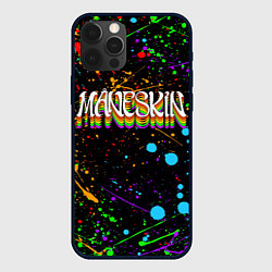 Чехол для iPhone 12 Pro MANESKIN, ЦВЕТНЫЕ КРАСКИ, БРЫЗГИ, цвет: 3D-черный