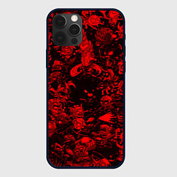 Чехол для iPhone 12 Pro DOTA 2 HEROES RED PATTERN ДОТА 2, цвет: 3D-черный